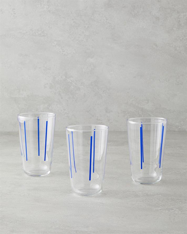Liny Sticlă Cu 3 Piese Pahar 400 ml Albastru