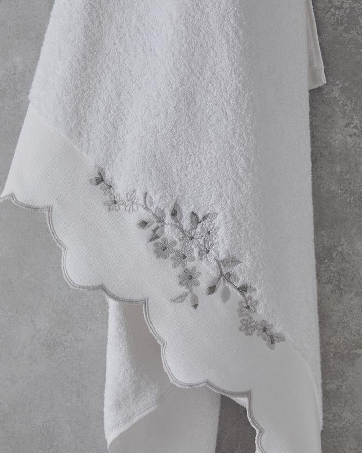 Lisa Cu Bumbac Brodat Prosop De Baie 90x150 cm Alb