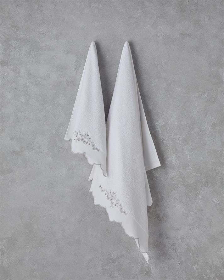 Lisa Cu Bumbac Brodat Prosop De Baie 90x150 cm Alb