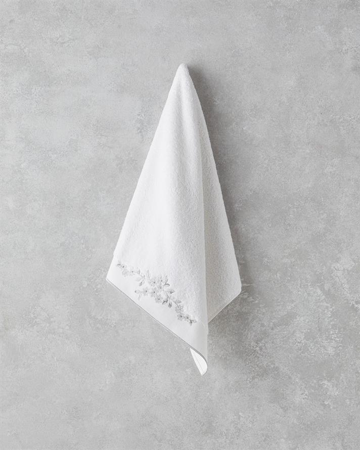 Lisa Cu Bumbac Brodat Prosop De Față 50x90 cm Alb