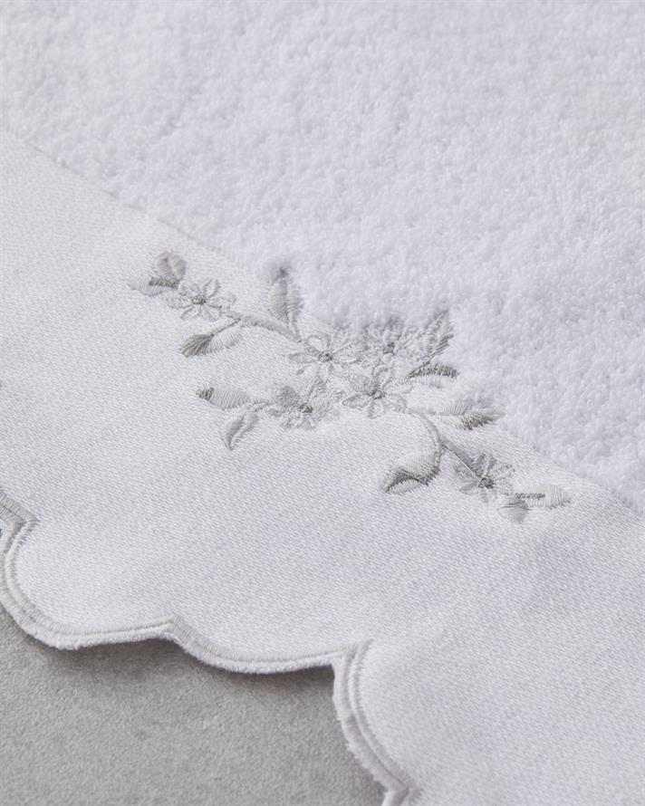 Lisa Cu Bumbac Brodat Prosop De Mâini 30x50 cm Alb