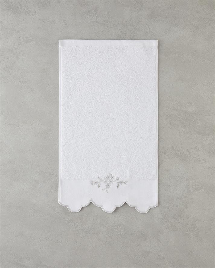 Lisa Cu Bumbac Brodat Prosop De Mâini 30x50 cm Alb