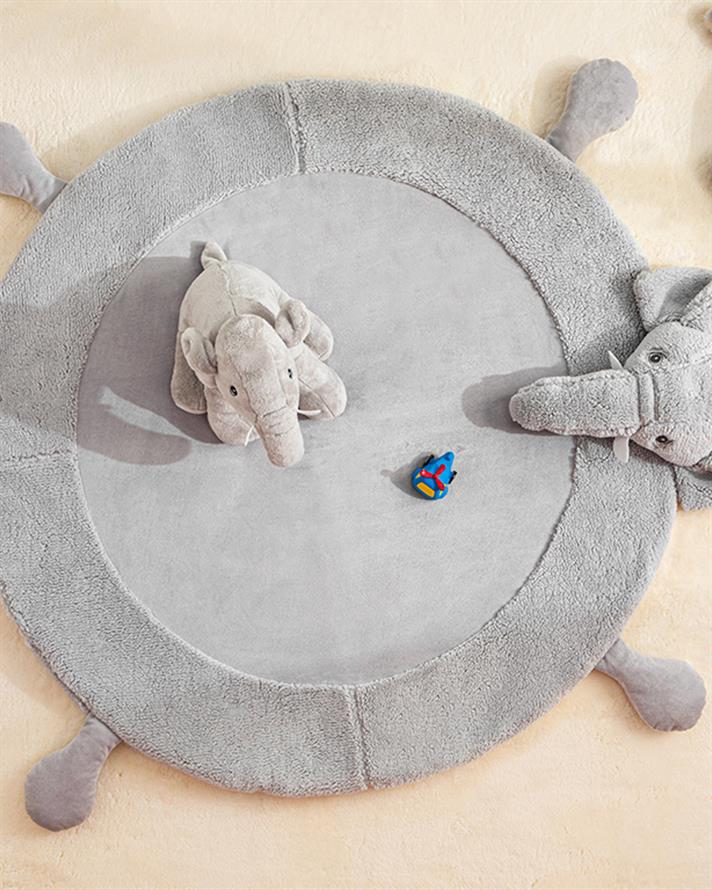 Little Elephants Saltea, Poliester, 100*100 Cm, Albastru İnchis