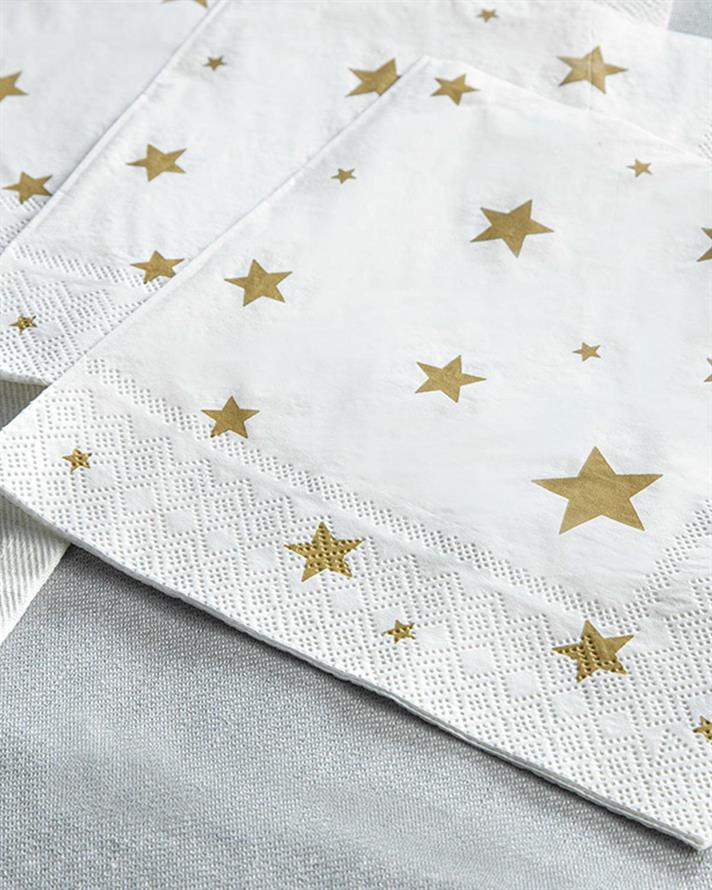 Little Gold Stars Paper 20 Set Tissue Napkin 33x33 cm Gold