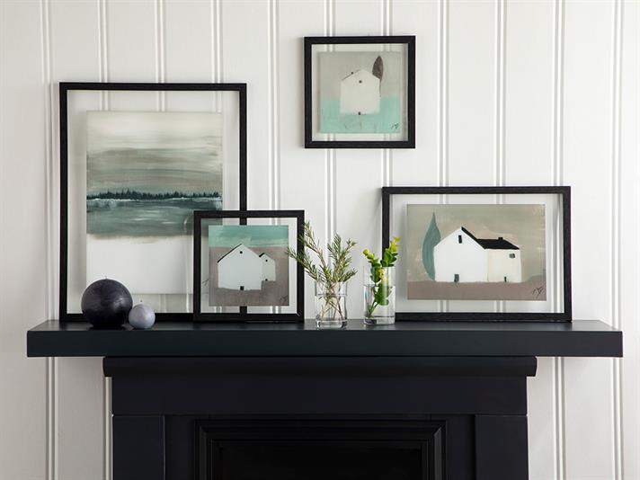 Tablou, Little Houses, sticlă, 37x27 cm, maro