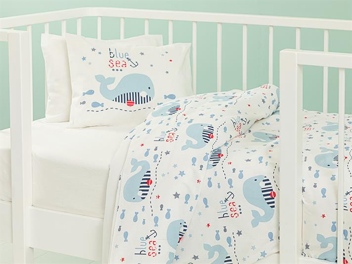 Little Whale Set Husă Pilotă Pentru Copii, Bumbac, 100*150 Cm, Mentă - Roz Deschis