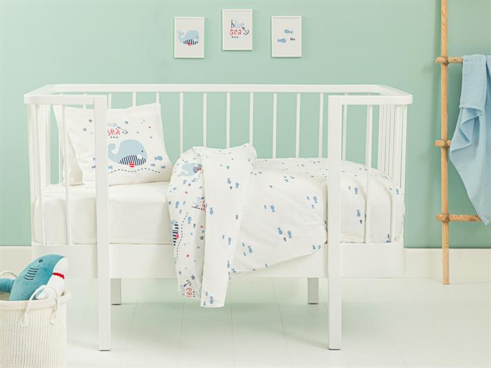 Little Whale Set Husă Pilotă Pentru Copii, Bumbac, 100*150 Cm, Mentă - Roz Deschis