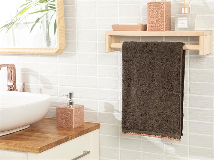Long Points Cottony with crochet Face Towel 50x70 cm Coffee - Light Green - Brick R
