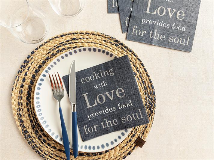 Set 20 șervețele, Love, hârtie, 33x33 cm, bleumarin