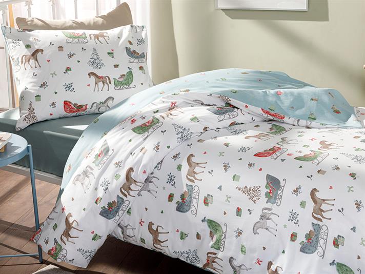 Lovely Horses Cottony Kids Duvet Cover Set 160x220 cm Pink