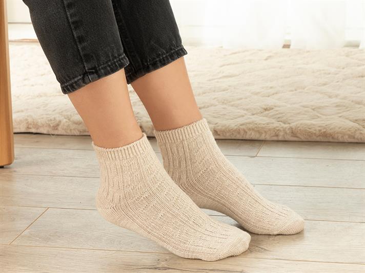 Lovely Cotton Women Long Length Sock 36-40 Beige