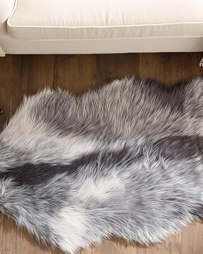 Luba Blană Artificială Cu Jacquard, Acrilic, 60*90 Cm, Gri Închis