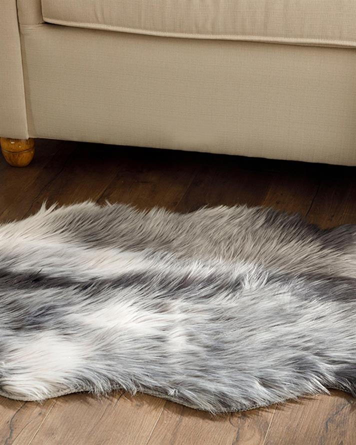 Luba Blană Artificială Cu Jacquard, Acrilic, 60*90 Cm, Gri Închis