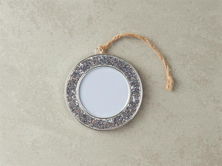 Decorațiune de agățat, Glitter, metal, 9x9x9 cm, argintiu