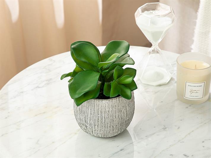 Floare artificială în ghiveci, Lukas, plastic, 15x15x20 cm, gri