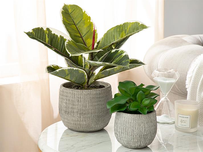 Floare artificială în ghiveci, Lukas, plastic, 15x15x20 cm, gri