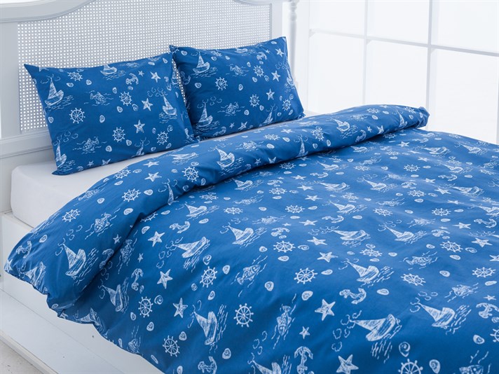 Lukas Cu Bumbac Single Lenjerie De Pat 160x220 cm Albastru