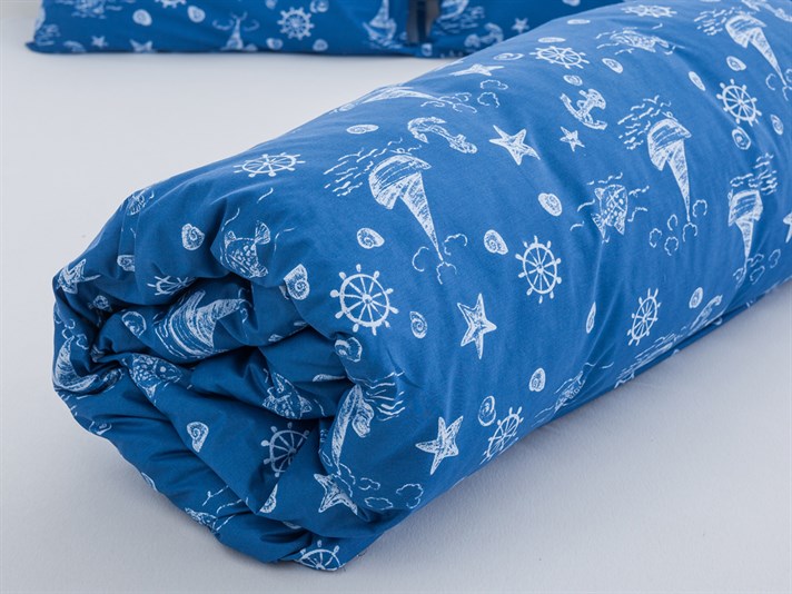 Lukas Cu Bumbac Double Lenjerie De Pat 200x220 cm Albastru