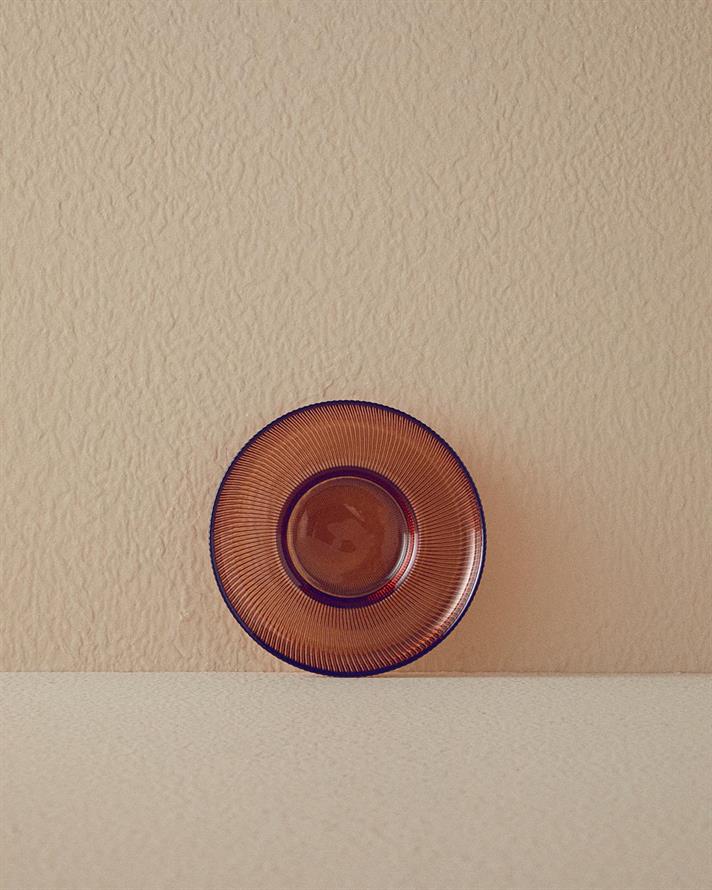 Farfurie ceașcă ceai, Luke, sticlă, 12 cm, maro