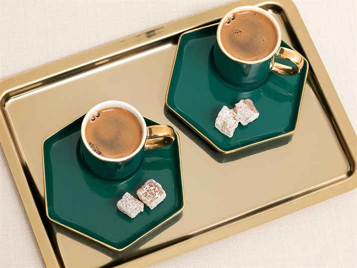 Lula New Bone 4 Bucati Pentru 2 Persoane Set Cești De Cafea 90 Ml Verde.