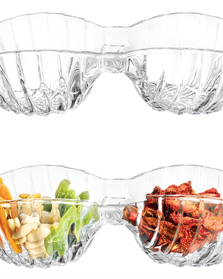 Luly Glass with 2 inserts Appetizers 25 cm Transparent