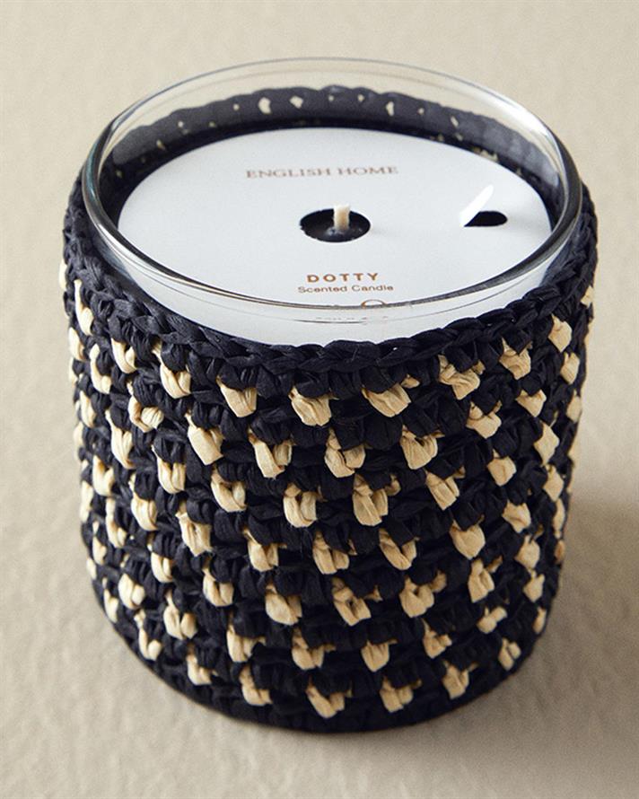 Lumânare parfumată, Dotty, 220 g, bej-negru