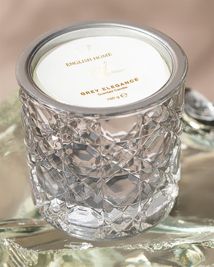 Lumânare parfumată, Grey Elegance, 160 gr, argintiu
