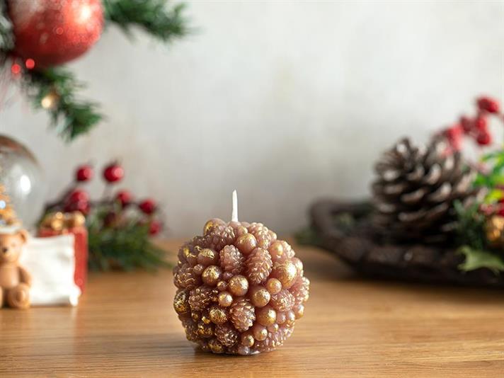 Lumânare, Pinecone Ball, 6,6x6,6x6,7 cm, maro