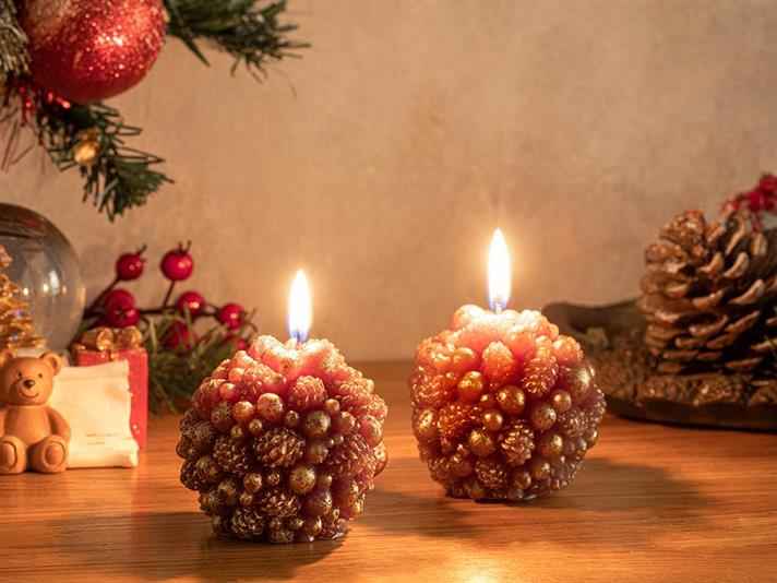 Lumânare, Pinecone Ball, 6,6x6,6x6,7 cm, maro