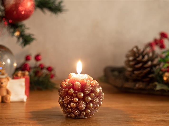Lumânare, Pinecone Ball, 6,6x6,6x6,7 cm, maro
