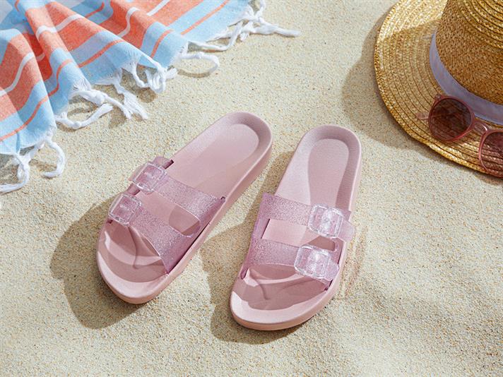 Bright PVC Women Sandals 38 Powder