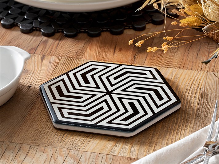 Lina Silicone Hot Mat 16 cm Black-White