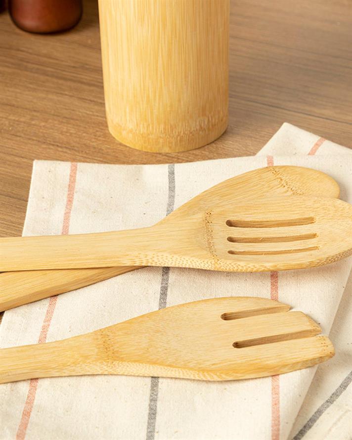Lina Bamboo 4 Pieces Service Set 16 cm Brown