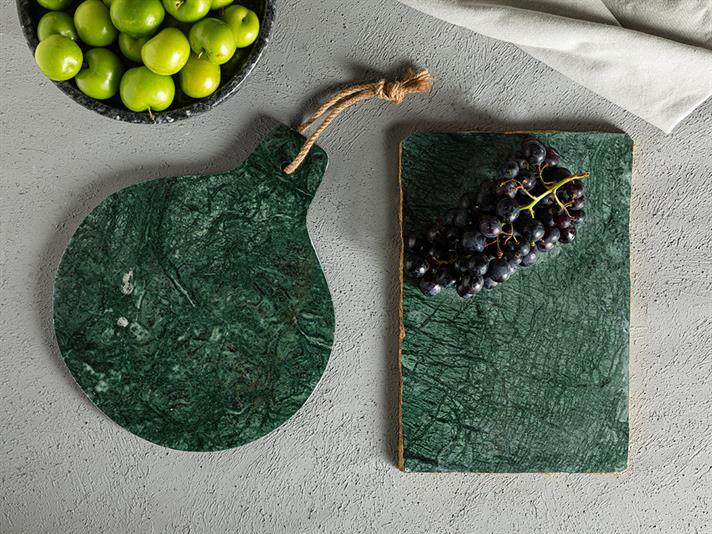 Platou servire, Luna, marmură, 30 cm, verde închis