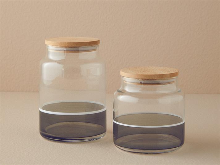 Line Glass Jar 890 ml Transparent
