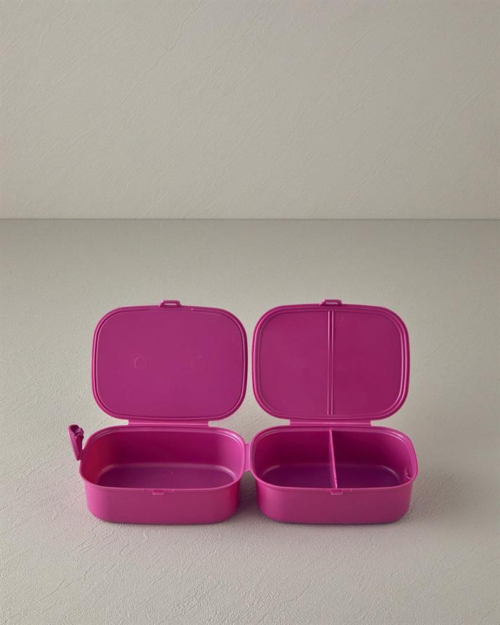 Trendy Plastic With 3 Sections Lunch Box 15x10 cm Pink