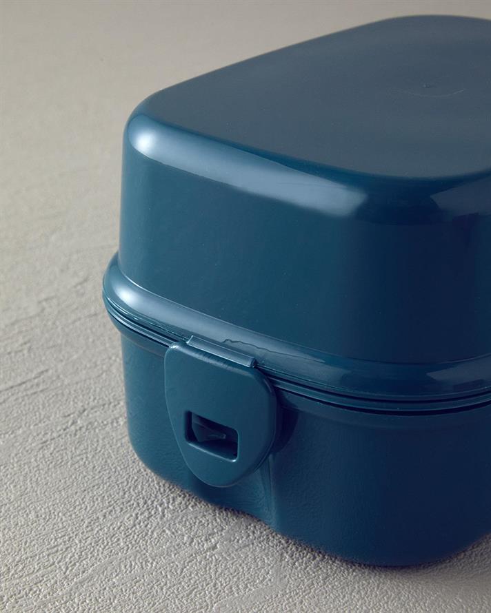 Trendy Plastic With 3 Sections Lunch Box 15x10 cm Blue