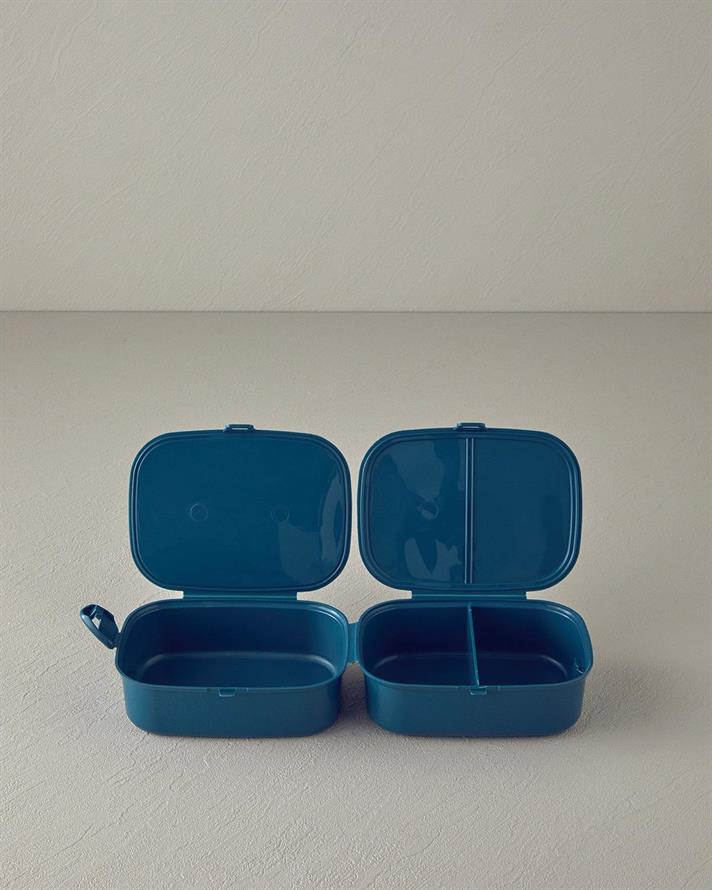 Trendy Plastic With 3 Sections Lunch Box 15x10 cm Blue