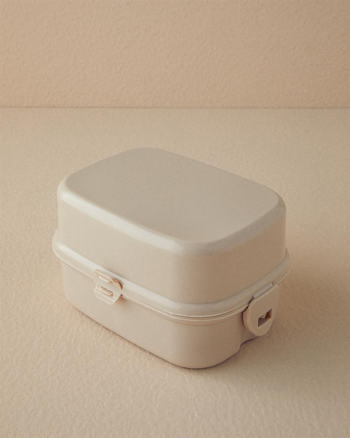 Trendy Plastic With 3 Sections Lunch Box 15x10 cm Dark Beige