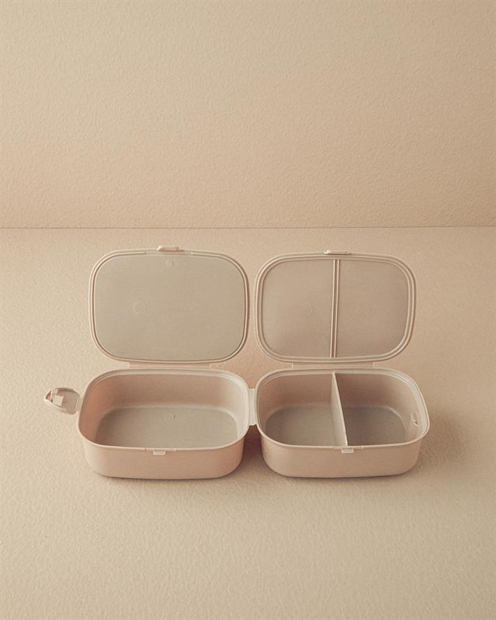 Trendy Plastic With 3 Sections Lunch Box 15x10 cm Dark Beige