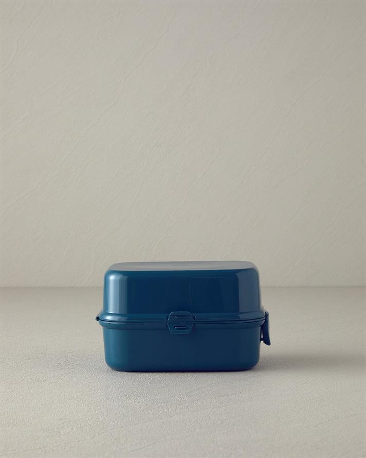 Trendy Plastic With 3 Sections Lunch Box 15x10 cm Blue