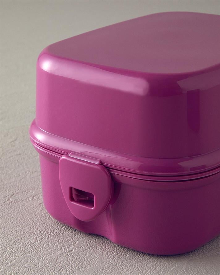 Trendy Plastic With 3 Sections Lunch Box 15x10 cm Pink