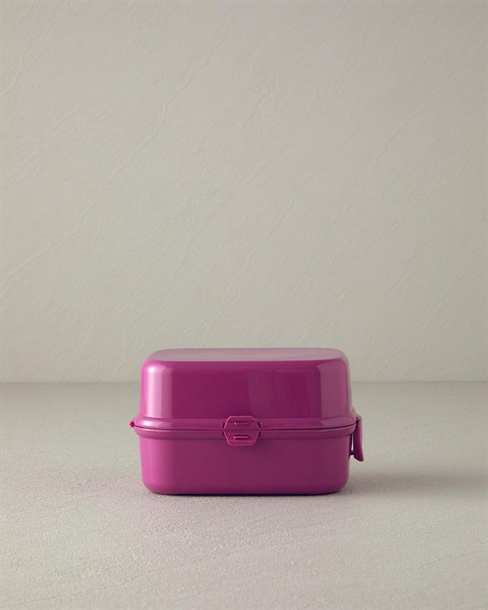 Trendy Plastic With 3 Sections Lunch Box 15x10 cm Pink