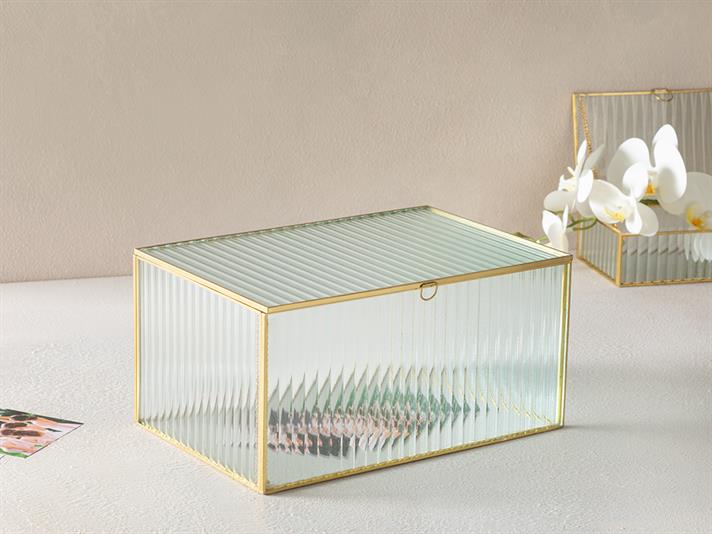Cutie decorativă, Luxury, sticlă, 30x20x15 cm, auriu