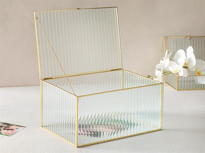 Cutie decorativă, Luxury, sticlă, 30x20x15 cm, auriu
