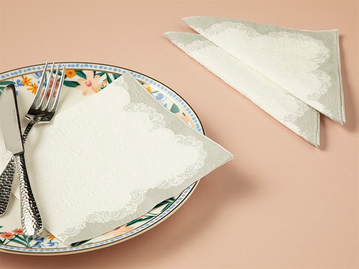Madely Paper 20 Set Tissue Napkin 33x33 cm Silver.