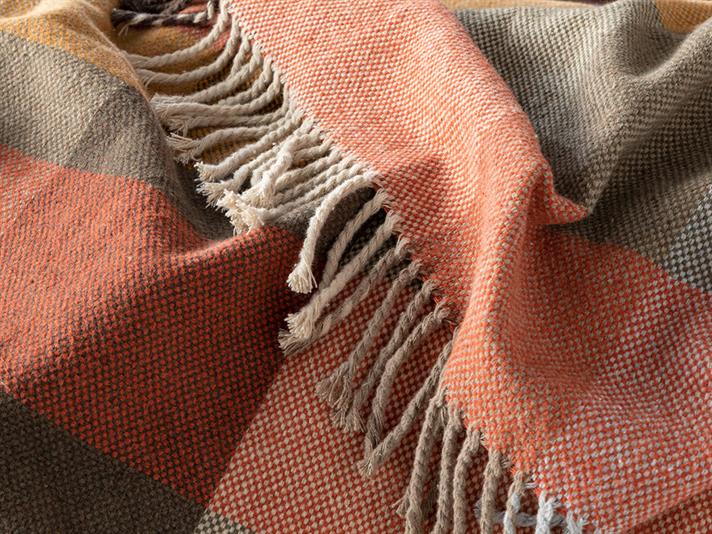 Madras Check Cottony Persoană Dublă Pătură 200*220 Cm Orange - Bej.