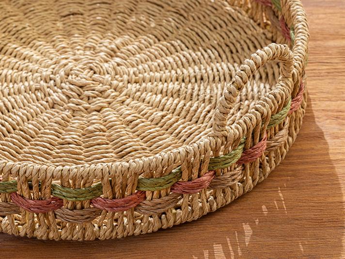 Maggy Straw Decorative Tray 30x5 cm Beige