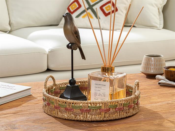 Maggy Straw Decorative Tray 30x5 cm Beige