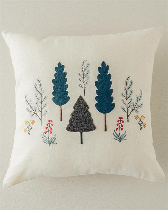 Magical trees Broderie Punch Husă Pernuță 45x45 cm Ecru